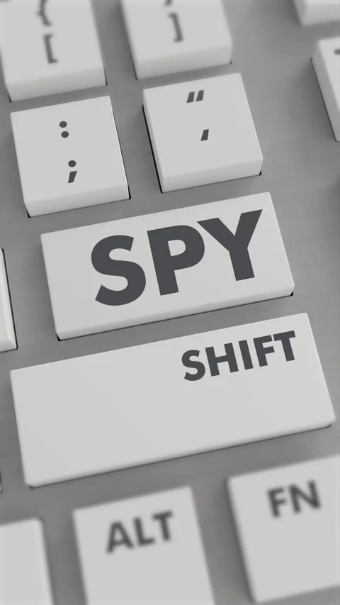 SPY BUTTON PRESSING ON KEYBOARD Vertical Video Stock Footage 302441478
