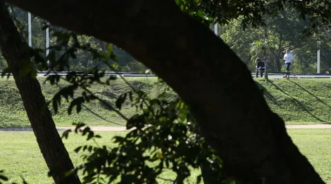 Spy camera observes jogger Video stock 53249373