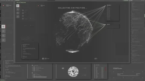 Spy Connects To Tracking Satellite System For Searching Of Target Phone Signal Stock Footage 208301751