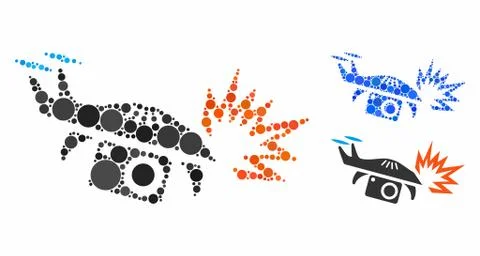 Spy drone explosion Composition Icon of Round Dots Stock Illustration