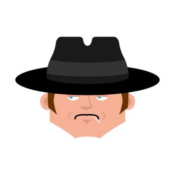 Spy face in hat isolated. Detective avatar. Vector illustration Stock Illustration