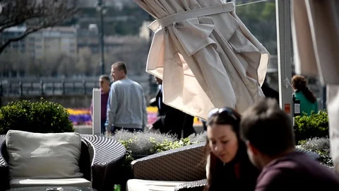 Spy games in Budapest on the bridge Iconic Chain Bridge Of Budapest Stock Footage 106424864