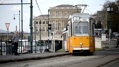 Spy games in Budapest on the bridge Iconic Chain Bridge Of Budapest Stock Footage 106424867