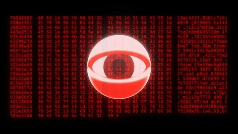 Spy hacker wathing eye with encrypted fast long scrolling programming security Stock Footage 102562475