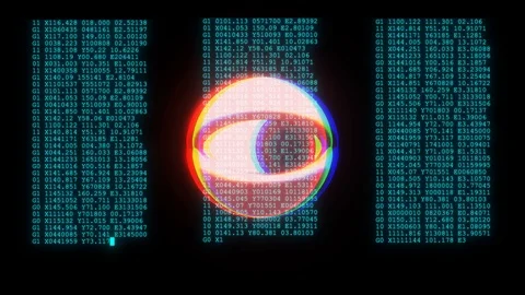Spy hacker wathing eye with encrypted fast long scrolling programming security Stock Footage 102564840