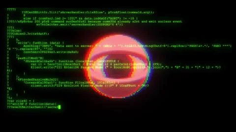 Spy hacker wathing eye with encrypted programming security hacking code data Stock Illustration