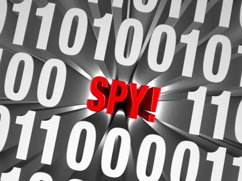 A spy hides in the computer code Stockillustratie