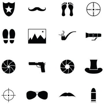 Spy icon set Stock Illustration