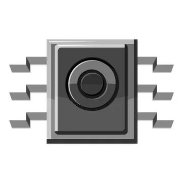 Spy microchip icon, gray monochrome style イラスト素材