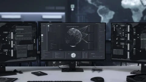Spy mission network system searching for target sim card signal location 스톡 동영상 255120723