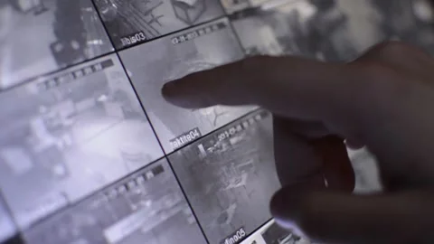 Spy monitoring cctv surveillance security monitor technology. spy cctv display. Stock Footage 242992480