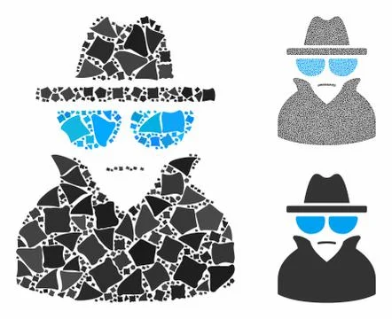 Spy Mosaic Icon of Rough Elements Illustrazione stock