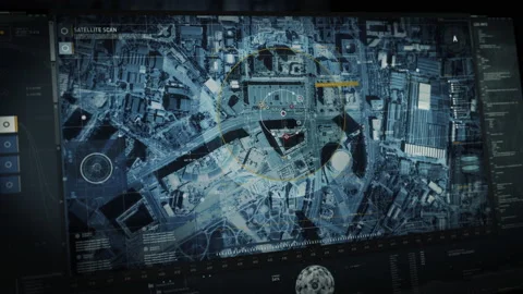 Spy navigation system is pursuing the target vehicle using the army drones Stock Footage 163285136