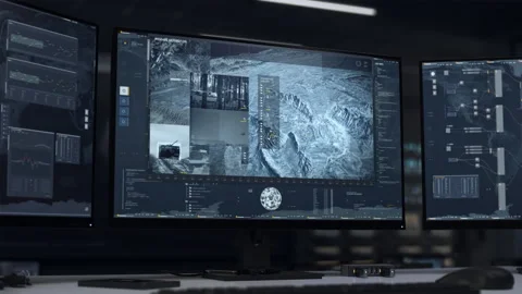 Spy network technology looking for the enemy army location on a military mission Stock Footage 304705218