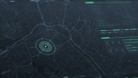 Spy program interface. Dynamic modern HUD. GPS location tracking Stock Footage 154272271