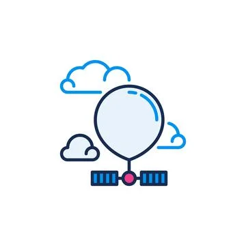 Spy Radiosonde in Sky with Clouds vector concept colored icon Stock Illustration