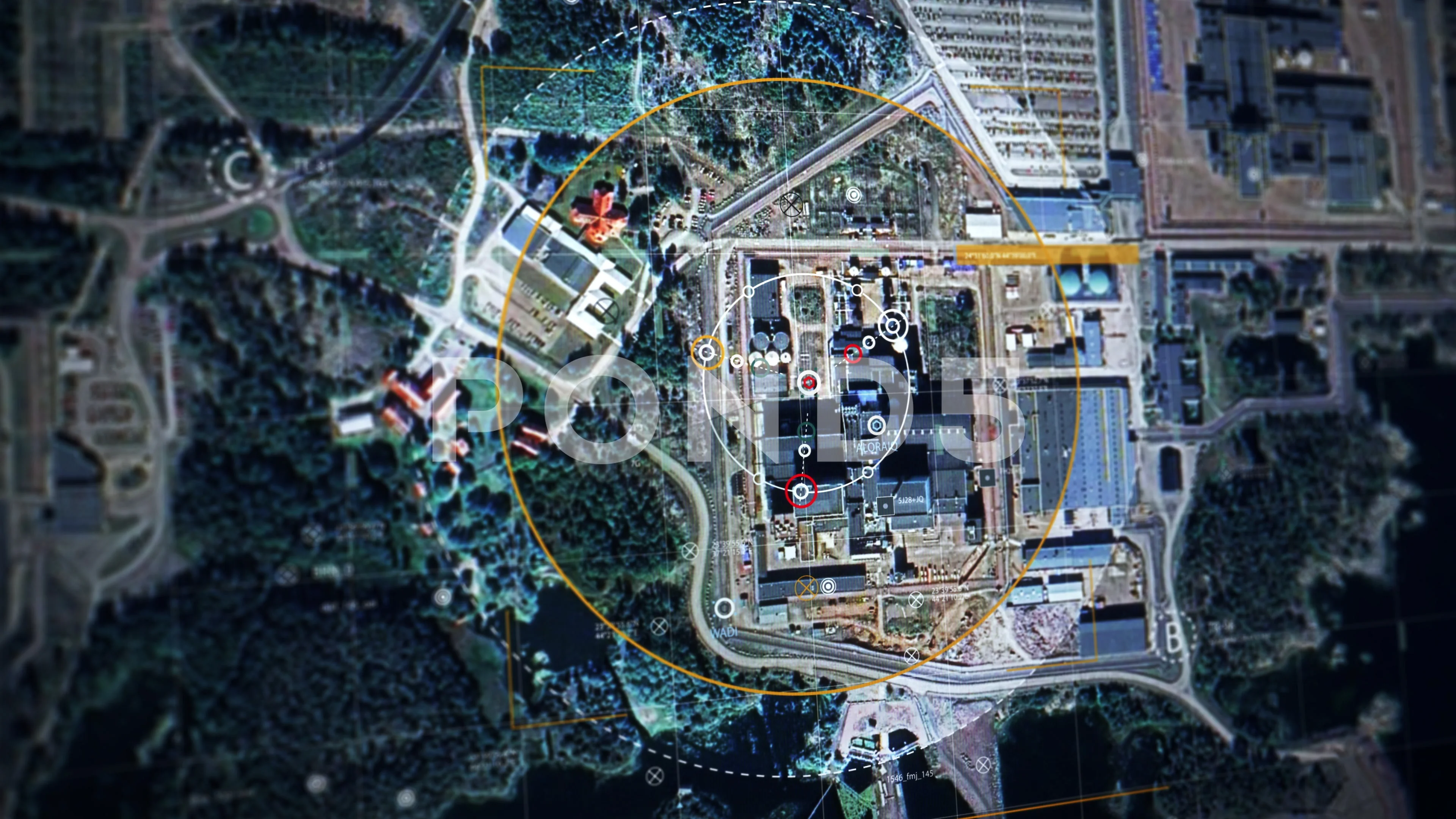 Spy satellite camera detects location, m... | Stock Video | Pond5