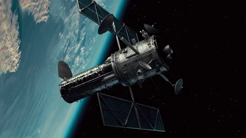 Spy Satellite Orbiting the Earth Stock Footage