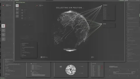 Spy scan tech detects the exact position of target mobile signal on virtual map 스톡 동영상 172186447