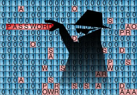 Spy steals pasword Illustrazione stock