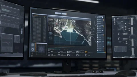 Spy Surveillance Program Scans Naval Force Base With Advanced Satellite Stock Footage 201145605