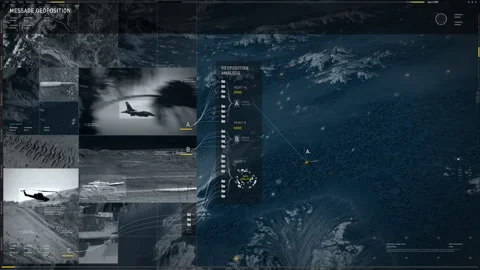 Spy Target Search System Tracking Location Of Enemy Air Base On Digital Map Stock Footage 270320461