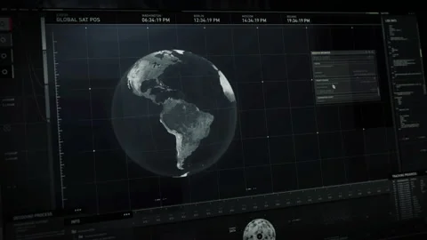 Spy Using Satellite Network Control Panel To Discover Position Of Air Base Stock Footage 198879686