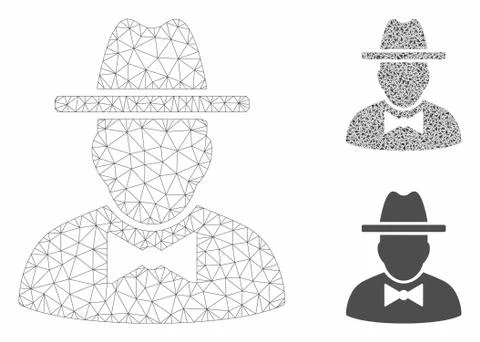 Spy Vector Mesh Wire Frame Model and Triangle Mosaic Icon Illustrazione stock