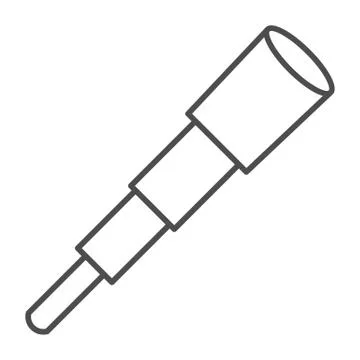 Spyglass thin line icon, navigation concept, telescope sign on white background Stock Illustration