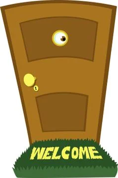 Spying behind the door Stock Illustration