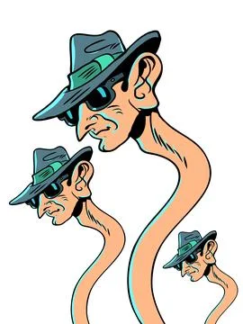 Spying on the data and secrets of strangers. Suspicious activity is neutralized 库存插图