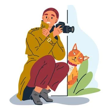 Spying, observing and sneaking. Looking out, quiet act of vigilance against イラスト素材