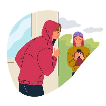 Spying, observing and sneaking. Making observation, skill of seeing beyond Stock Illustration