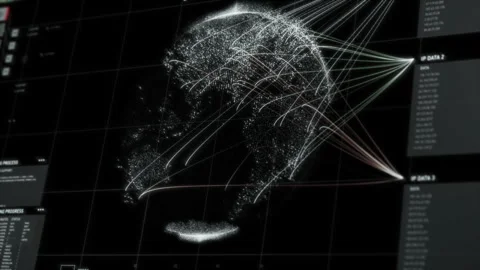 Spying software converting huge amounts of data to find a satellite location Stock Footage 277696723