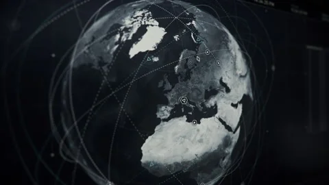 Spying Software performs analysis of Finland for unprotected Satellite signals Video stock 157436906
