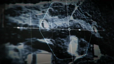 Spying System has located position of a rival military base in the fielded area Stock Footage 161172492