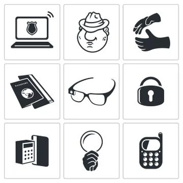 Spying vector icon set Stock Illustration
