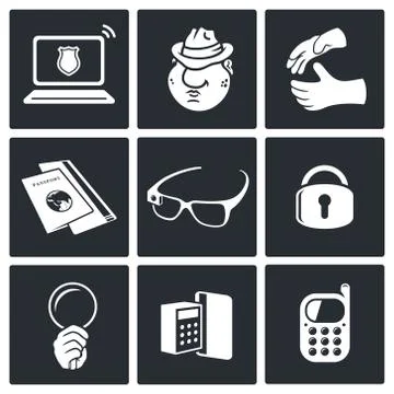 Spying vector icon set Stock Illustration