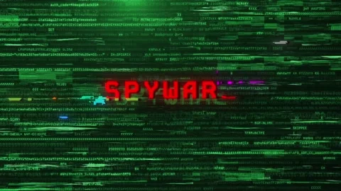 Spyware Alert Warning Over Cybersecurity Glitch Error Animated Background Stock Footage 317565569