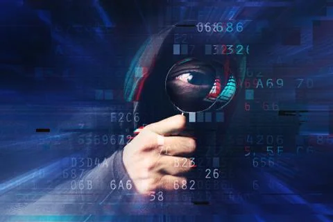 Spyware and ransomware concept with digital glitch effect Stock Photos