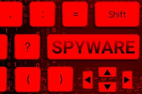Spyware button on key board and code numbers. Stock Illustration