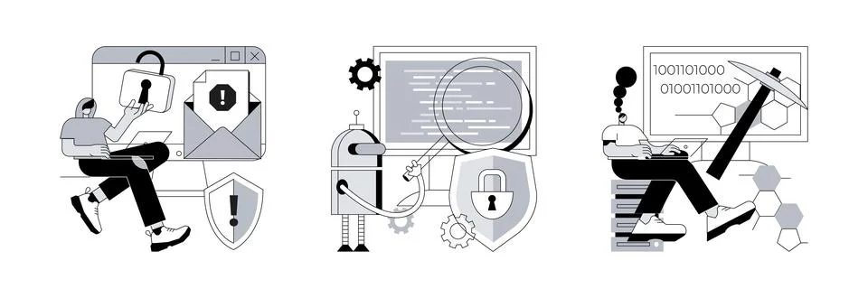 Spyware development abstract concept vector illustrations. Illustrazione stock