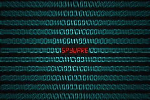 Spyware hidden in the middle of a binary code Stockillustratie