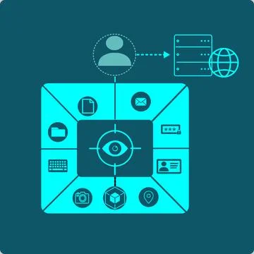 Spyware Icon - covert software secretly monitors Ilustração Stock