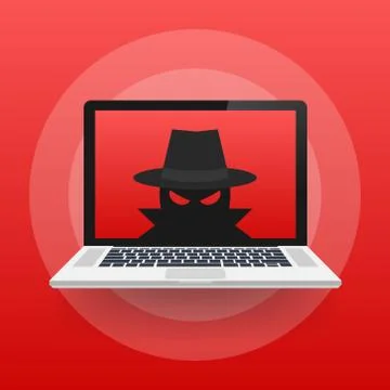 Spyware, Internet technology. Stop sign, Web icon. Danger symbol. Concept hac Stock Illustration