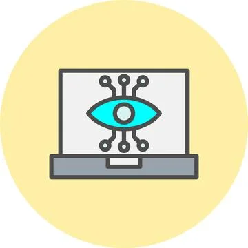 Spyware Line Filled Circle Icon Stock Illustration