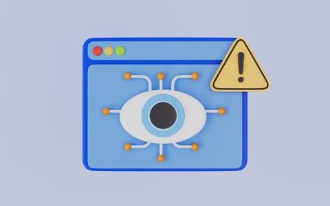 Spyware, Malware 3d icon, Web Bug Scanning and Alert 3d illustration Stock Illustration
