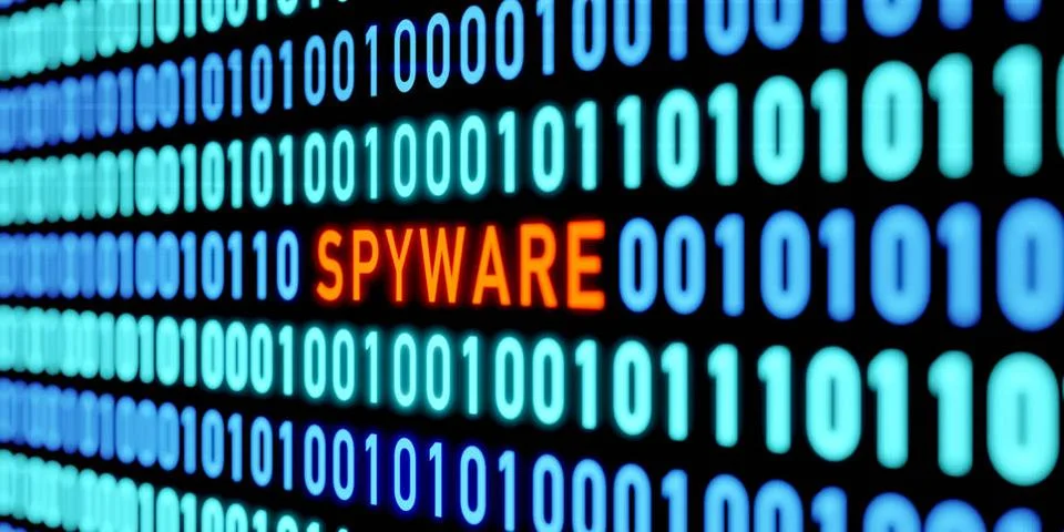 Spyware message. Binary code, spyware in the computer system. Spyware mess... Stock Photos