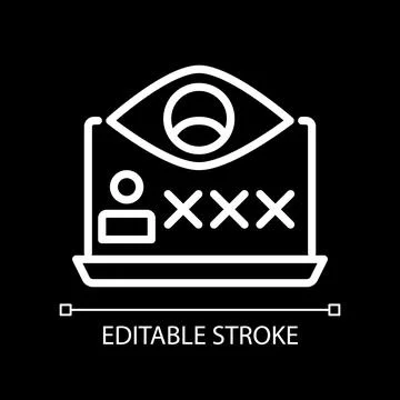 Spyware pixel perfect white linear icon for dark theme Stock Illustration