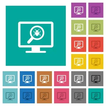 Spyware scanning square flat multi colored icons Illustrazione stock